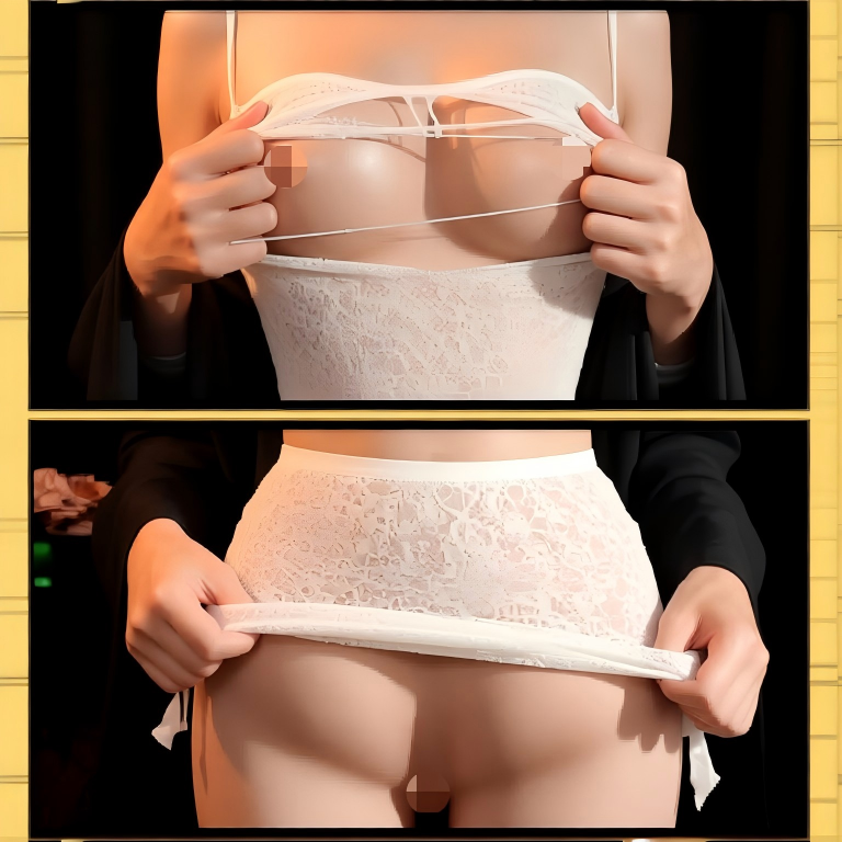 Sexy White Lace Lingerie Set for Women, Strappy Cutout Bodycon Mini Dress with Bow Details and Sheer Thigh-High Stockings 3